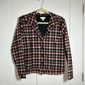 Women’s medium/large vintage wool plaid shirt jacket blazer